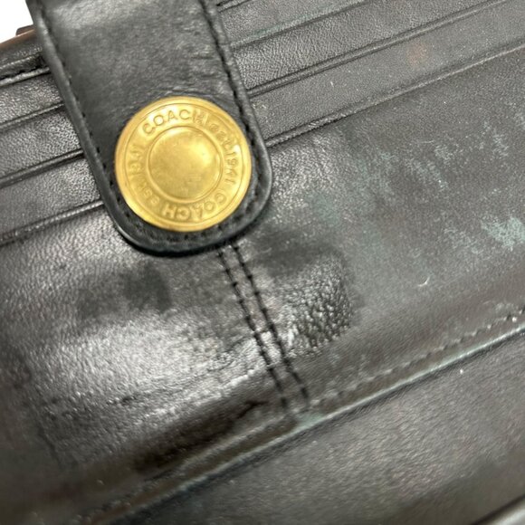 coach leather C logo tri fold checkbook wallet dollar bill checkbook size - Picture 4 of 8